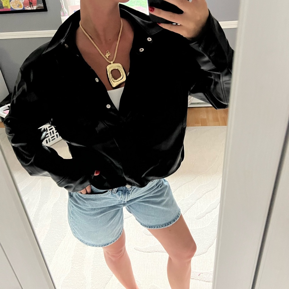 Zara Leather Button Up Jacket - image 6